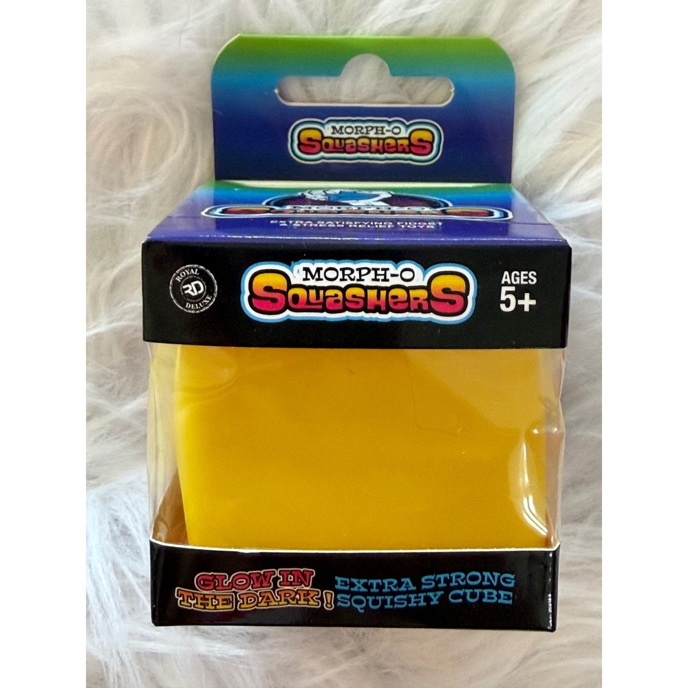 Morph-O Squashers Glow In The Dark Extra Strong Squishy Cube Yellow TY81076